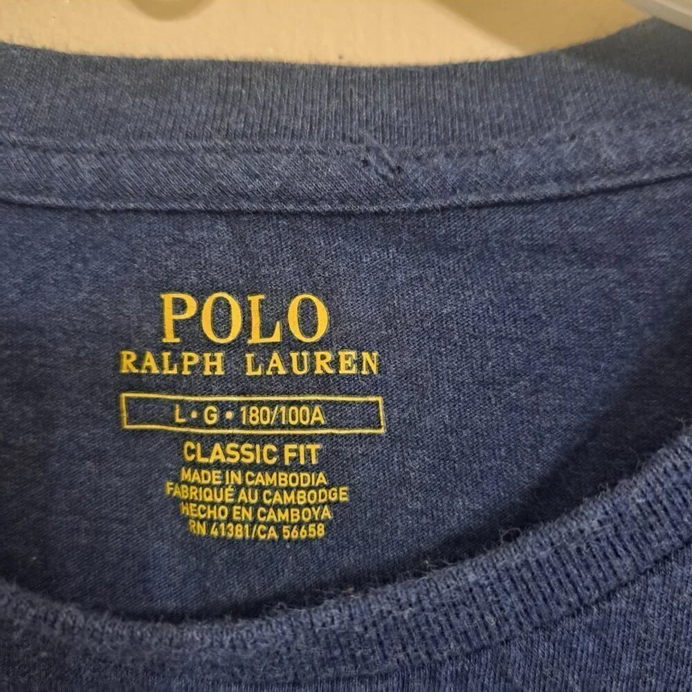 Polo Ralph Lauren Men's L Classic Fit Heathered Blue Short Sleeve T-Shirt
